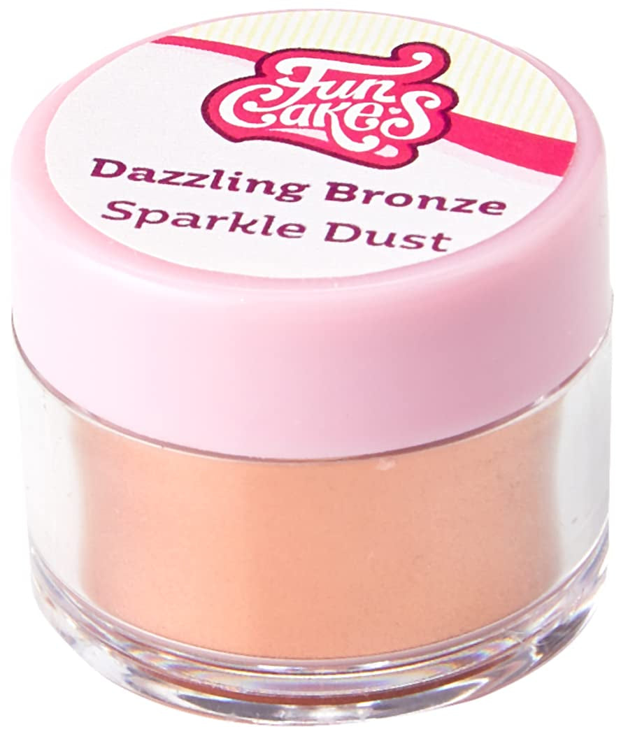 Funcakes Sparkle Dust Dazzling Bronze: Colorante alimentario en polvo brillante para decorar tartas, certificado Halal