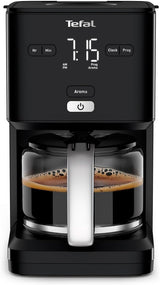 Tefal Smart'n Light Cafetera Espresso con Temporizador, Cafetera Espresso con Filtro Programable 1,25 L, Función Aroma para Aroma Intenso, Función Mantener Caliente, Antigoteo y Fácil de Limpiar, Negra