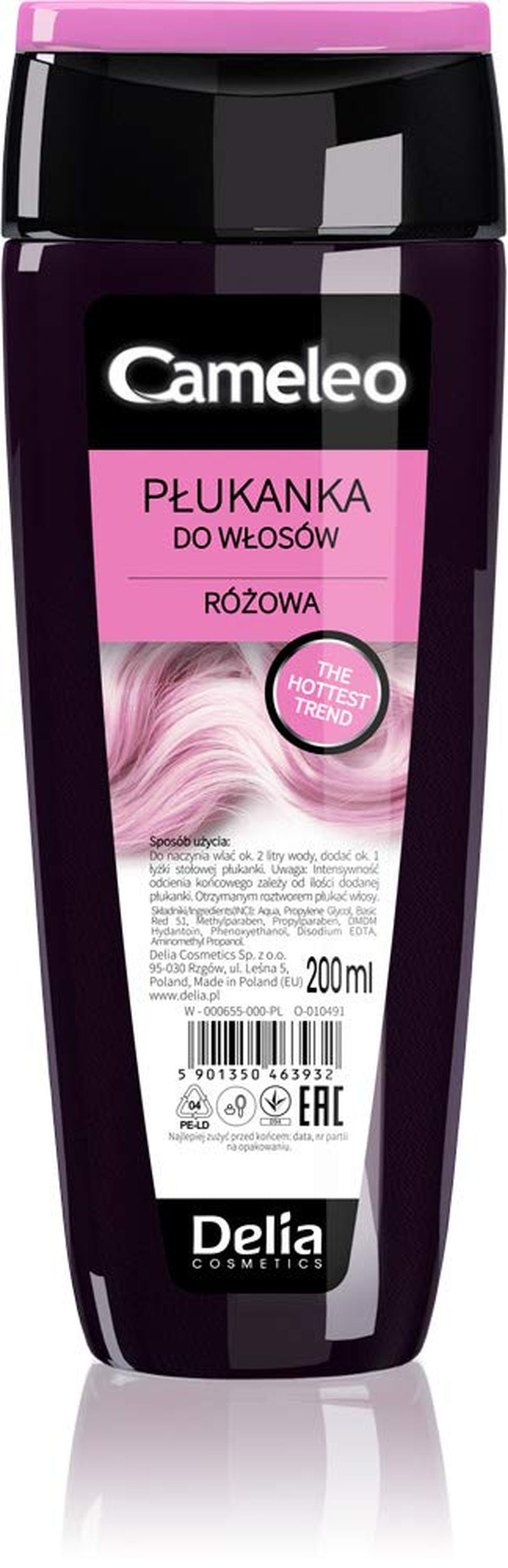 Cameleo - Tónico para el cabello rosa agua de rosas sin tinte amarillo Color de cabello semipermanente - Para cabello rubio y gris - Color y cuidado - Sin parabenos | 200 ml Naty Shop Tinte Capilar Rosa 200 Ml (1 pack)