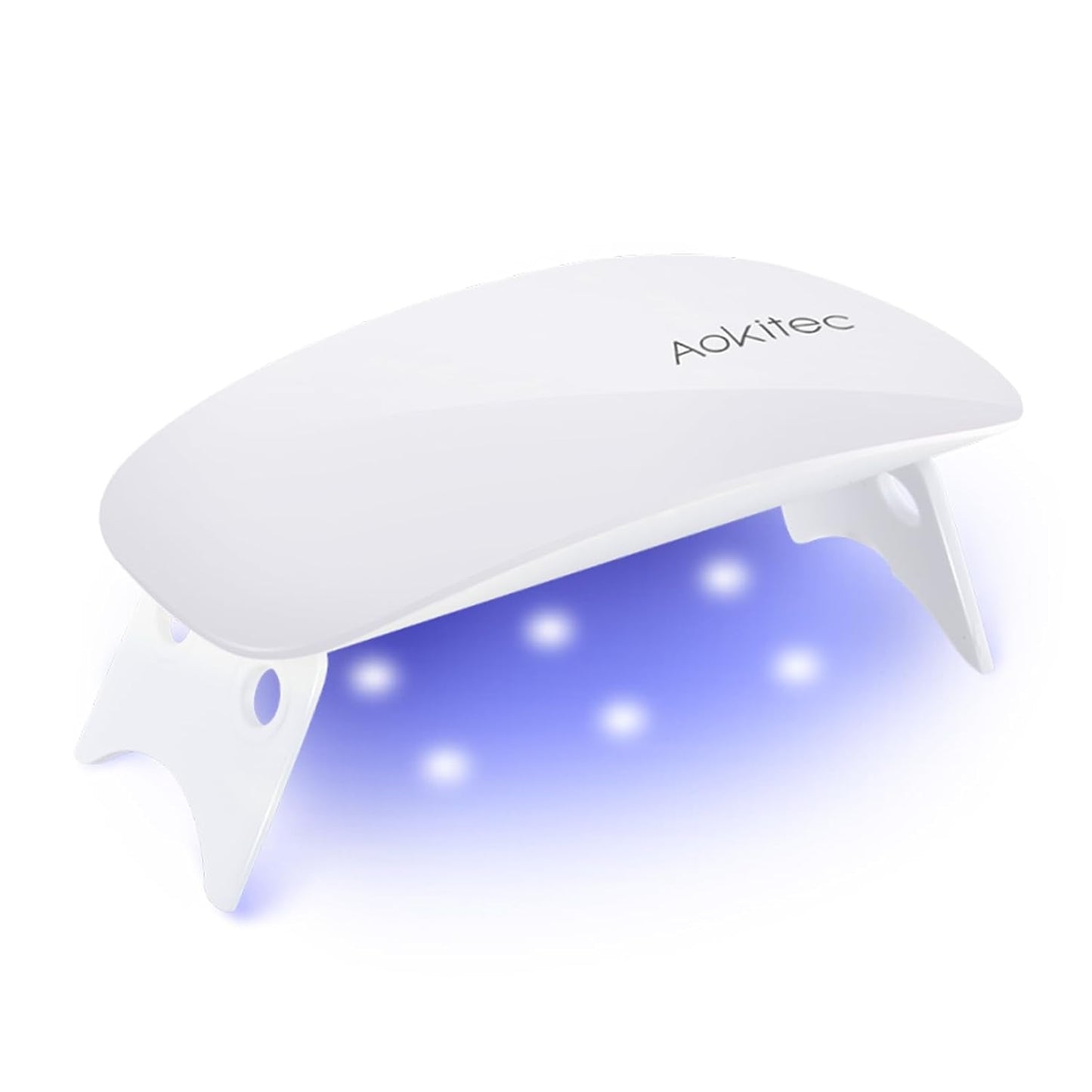 Aokitec Mini lámpara UV LED, lámpara de uñas de gel UV, secador de uñas portátil para todo tipo de esmalte de uñas de gel, herramienta de curado en forma de ratón, compacto, ligero con cable USB (blanco)