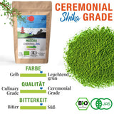 ORIGEENS BIO MATCHA CEREMONIAL GRADO "SHIKA" - Té Japonés Orgánico de Shizuoka - Matcha Latte/Usucha - Bolsa de Recarga de 30g - Té Verde Matcha Orgánico de Grado Ceremonial en Polvo