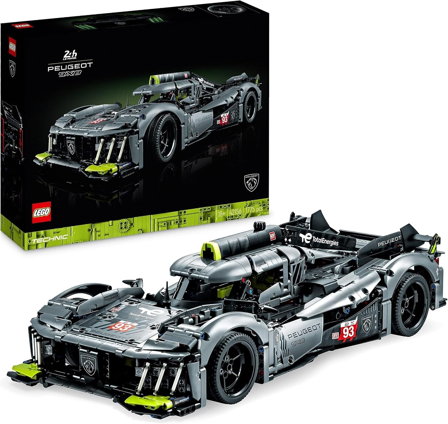 LEGO 42156 Technic Peugeot 9X8 24H Le Mans Hypercar híbrido Coche de carreras legendario Kit de modelo para adultos Coche deportivo a escala 1:10 Coleccionable para jugadores avanzados Kits de construcción Besuche den LEGO-Store Single
