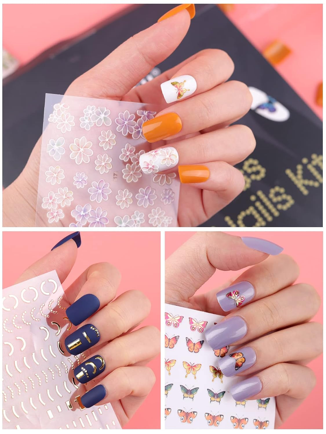 EBANKU 576 uñas cortas con pegamento para uñas, 12 colores de uñas artificiales cortas mate, 8 uñas artificiales cortas brillantes, 4 uñas artificiales con purpurina