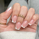 Puntas francesas largas, pegamento con purpurina dorada en uñas cuadradas largas, juego de uñas postizas con punta francesa y purpurina, uñas artificiales cuadradas para mujer, 24 Uds.