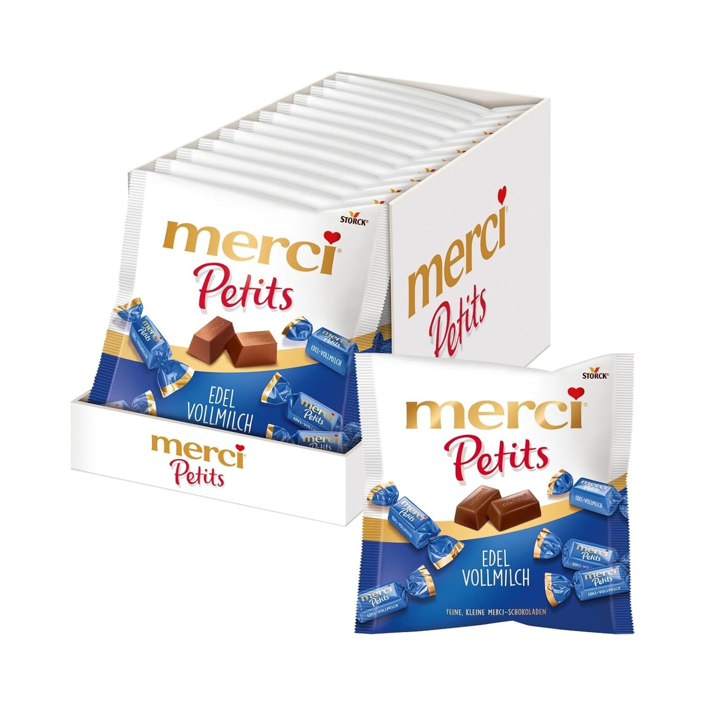 Merci Petits Crema de Café - 12 x 125 g - Pequeños bombones de chocolate blanco sobre chocolate fino con crema de café - Bombones de chocolate envueltos individualmente