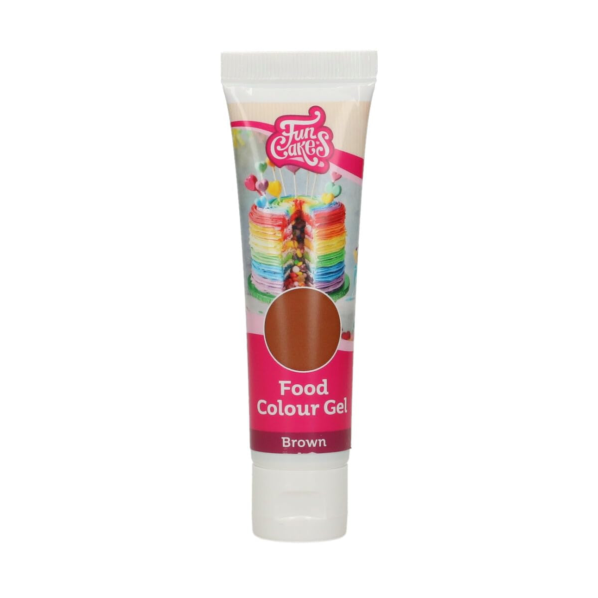 Colorante alimentario Funcakes, gel marrón: Colorante alimentario altamente concentrado para masas, natas, fondant y mazapanes. Fácil dosificación. Una sola gota para crear colores vibrantes. Halal. 30 gramos.