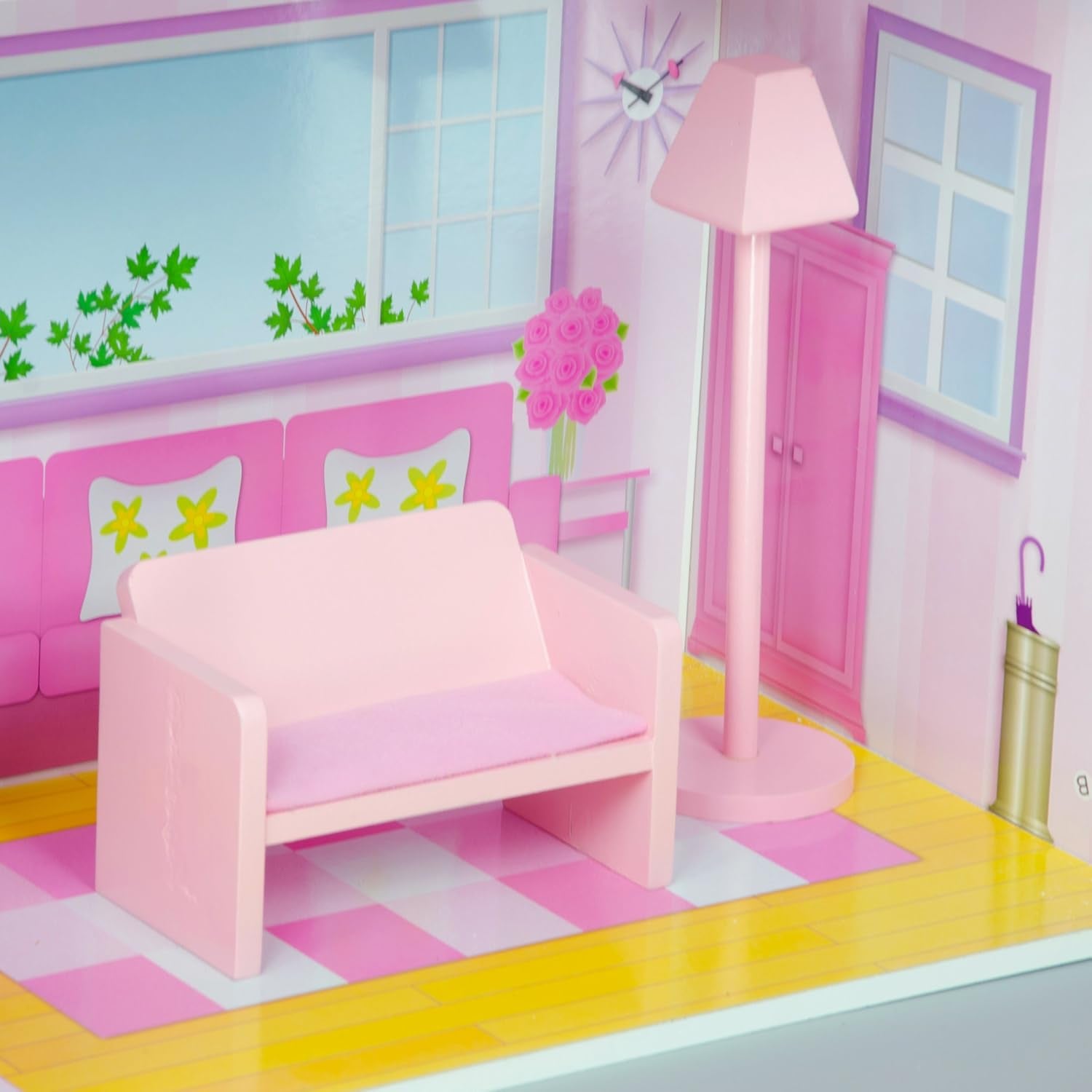 Olivia's Small World Casa de Muñecas Gigante, Casa de Muñecas Grande de Madera con Muebles y Accesorios, Casa de Muñecas de 3 Pisos para Niños, Casa de Muñecas para Muñecas de 12", 3 Años + Casas de Muñecas Naty Shop