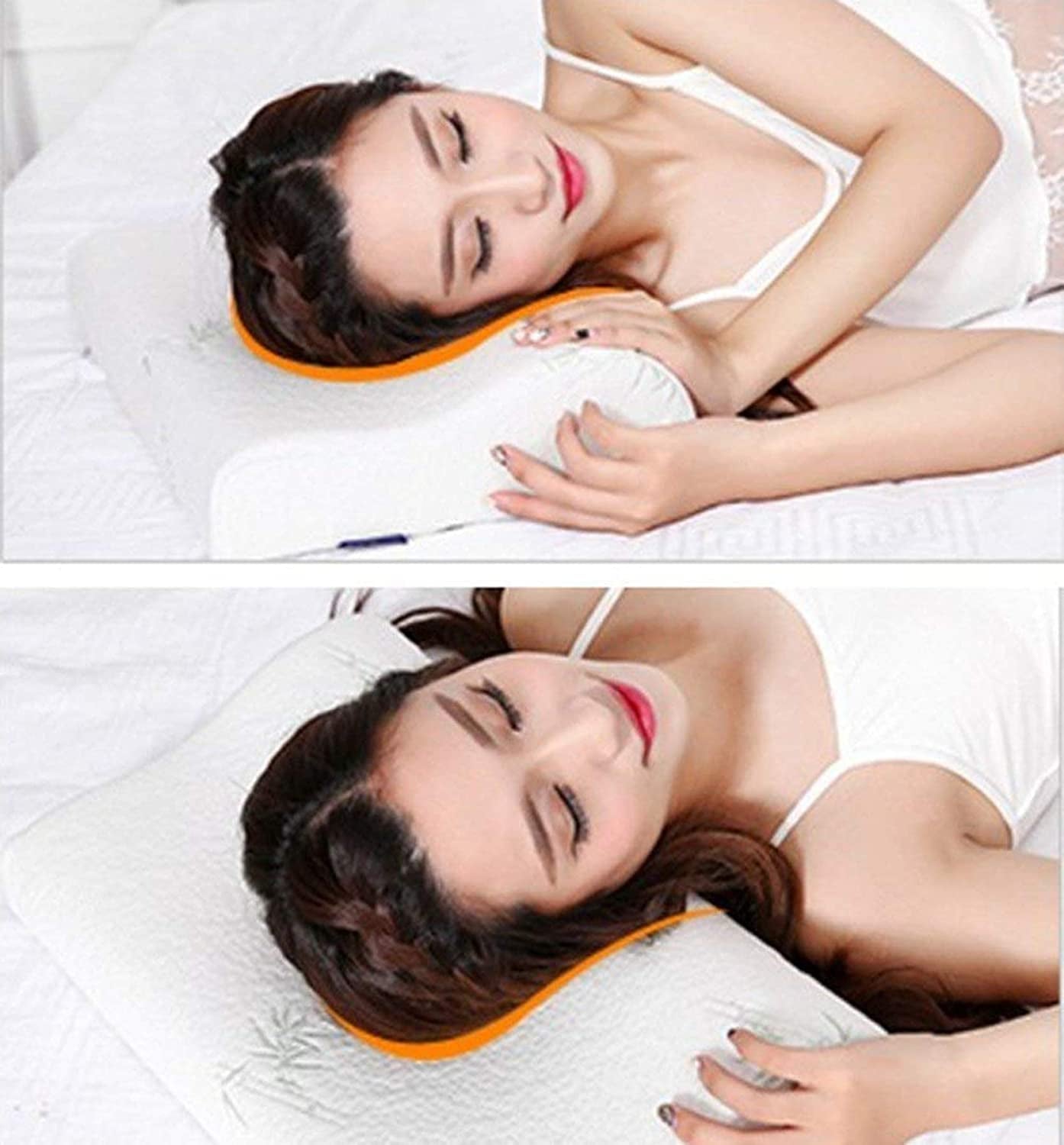 Almohada viscoelástica, almohada de apoyo para el cuello, almohada ergonómica para el cuello para diferentes posiciones para dormir con funda extraíble, almohadas ortopédicas cervicales Naty Shop