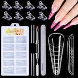 Juego de formas de uñas de 120 piezas, extensiones de uñas, formas de uñas de gel, juego de formas de uñas con cepillo de doble cabeza y lima de uñas con clips, para uñas de gel