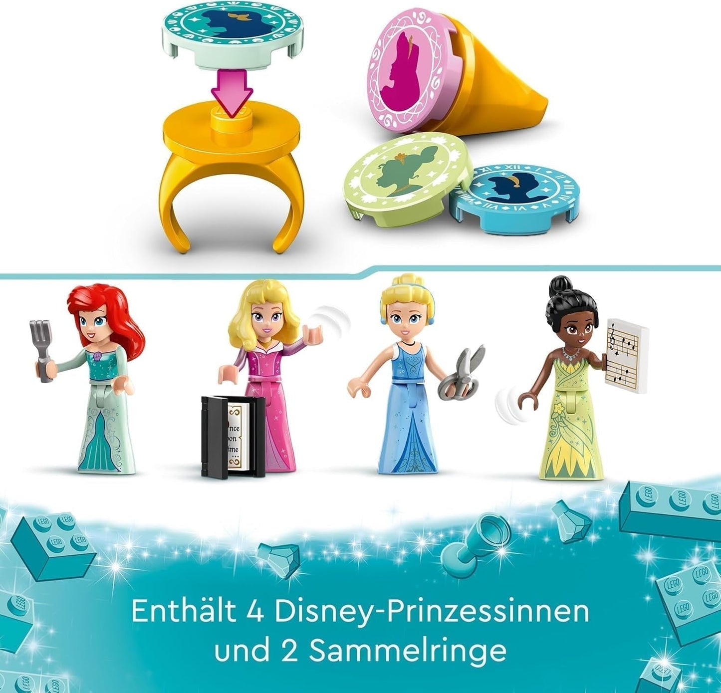 LEGO Disney Princess: Disney Princess Adventure Market, casa de juguete con 4 muñecas, incluidas Cenicienta y Ariel, juego con mapa del tesoro, regalo para niñas y niños a partir de 6 años 43246 Juegos de construcción Besuche den LEGO-Store