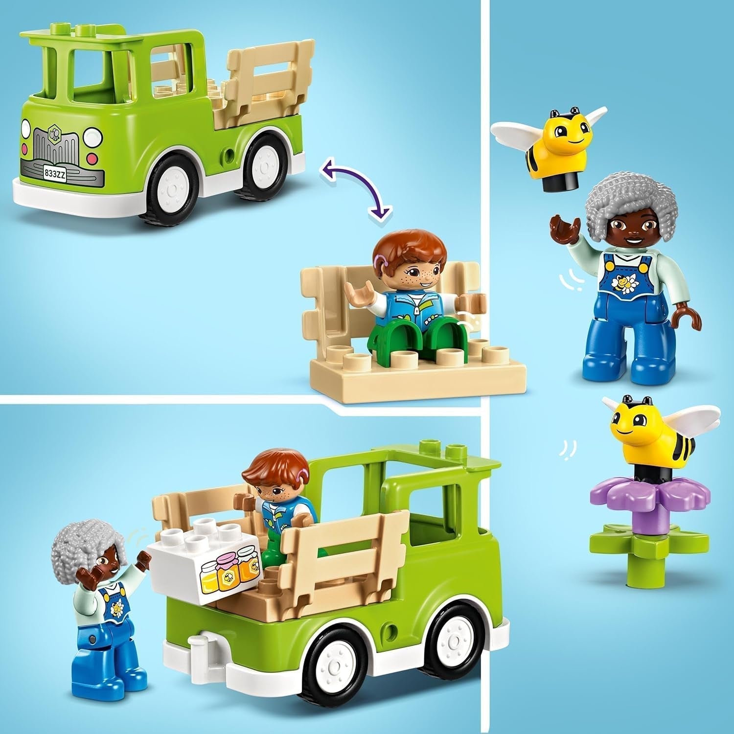 LEGO DUPLO Town Apicultura y colmenas, juguete educativo para niños pequeños con 2 figuras y un camión móvil, set de construcción y reconstrucción, juguete para niños pequeños a partir de 2 años 10419 Juegos de construcción Besuche den LEGO-Store