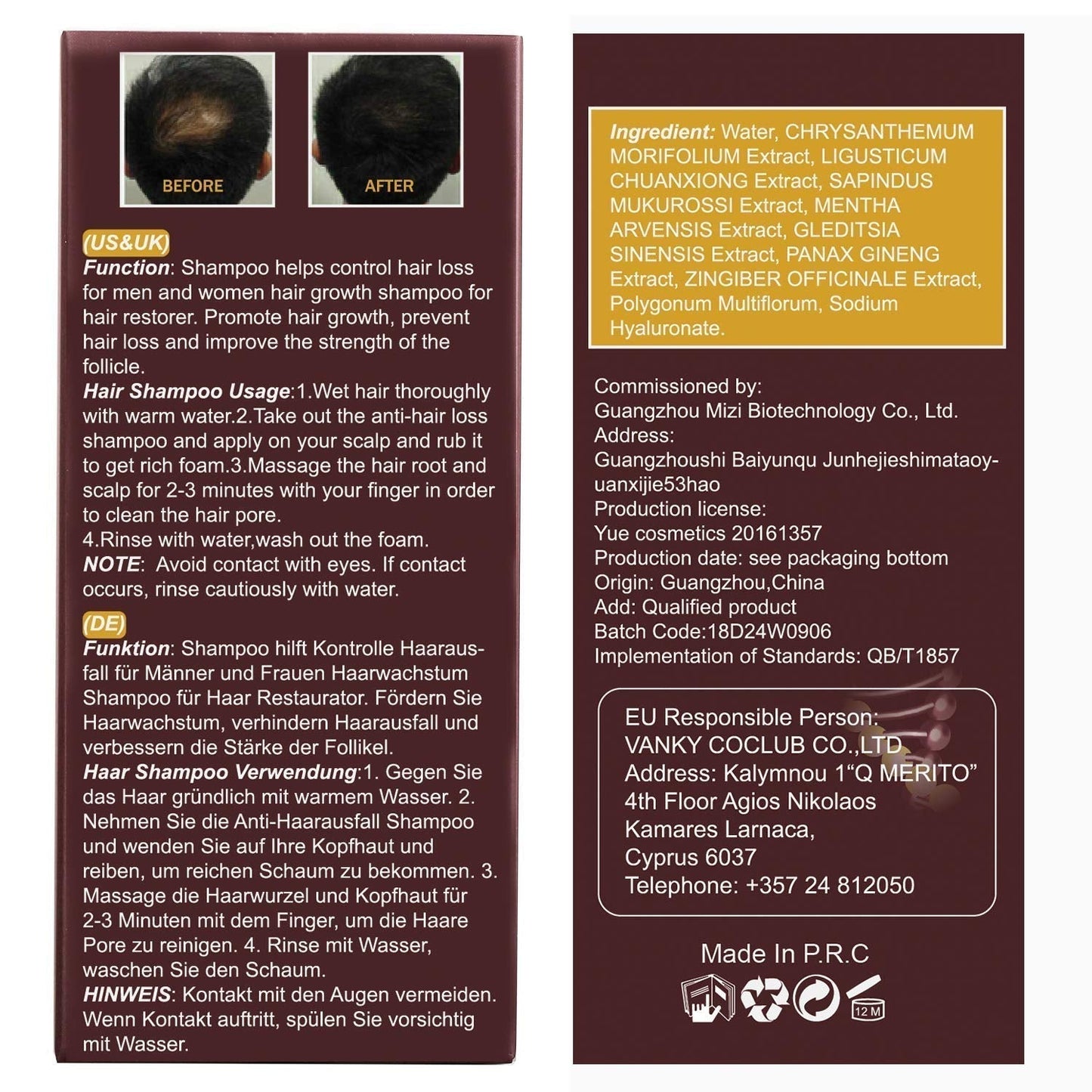 Champú para el crecimiento del cabello, anticaída, champú para la caída del cabello, champú a base de hierbas naturales para un crecimiento más rápido del cabello, loción Naty Shop Hair Care
