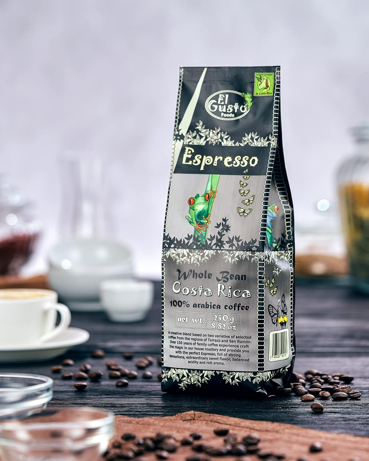 El Gusto Espresso Kaffee aus ganzen Bohnen aus Costa Rica, dunkel geröstet, creative Mischung, 100% Arábica, frischer Gourmet-Kaffee 3er Pack