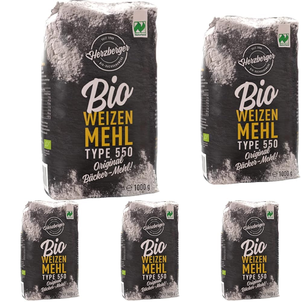 Harina de trigo Herzberger Bio Naturland Tipo 550, 1 kg