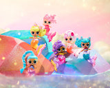 Jajaja ¡Sorpresa! Mermaids Makeover Magic Tots - Brillo de labios real para que tú y tu muñeca hagan, mezclen y creen maquillaje, divertido juego acuático, 6 muñecas para coleccionar - Edades 4+