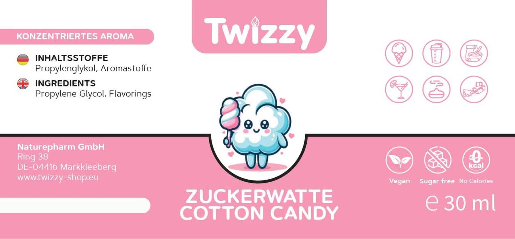 Twizzy Aroma Concentrado Algodón De Azúcar, 30 ml Aromas Naty Shop