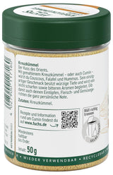Fuchs Gewürze - Kreuzkümmel gemahlen - zum Würzen von Couscous, Hummus und Falafel - ingredientes naturales - 50 g en wiederverwendbarer, recyclebarer Dosis