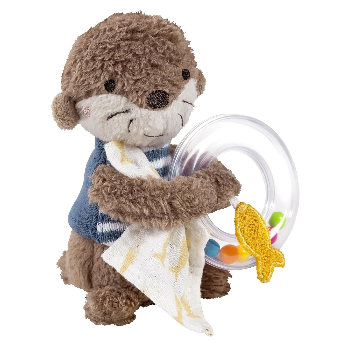 Fehn Octopus Toy Ring Bell - Sonajero, chirrido, juguete de habilidad motora - Peluche para bebés con tela suave - Juguete para bebés y niños pequeños a partir de 0 meses Baby Toys Naty Shop Otter