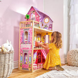 KidKraft Casa de muñecas de madera Kayla con muebles y accesorios, juego de 3 niveles para muñeca de 30 cm, juguete para edades de 3 años en adelante, 65092 - Exclusivamente en Amazon