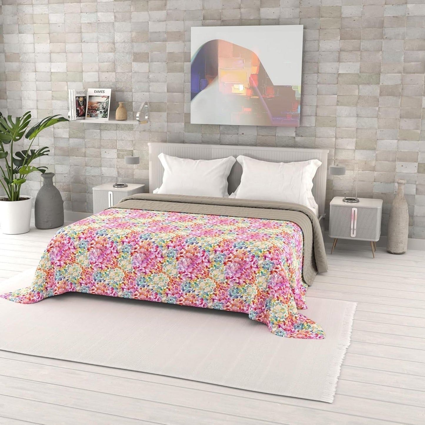 Colcha De Verano Estampada Fantasía, Relleno De Poliéster, Pétalos, 260X270Cm