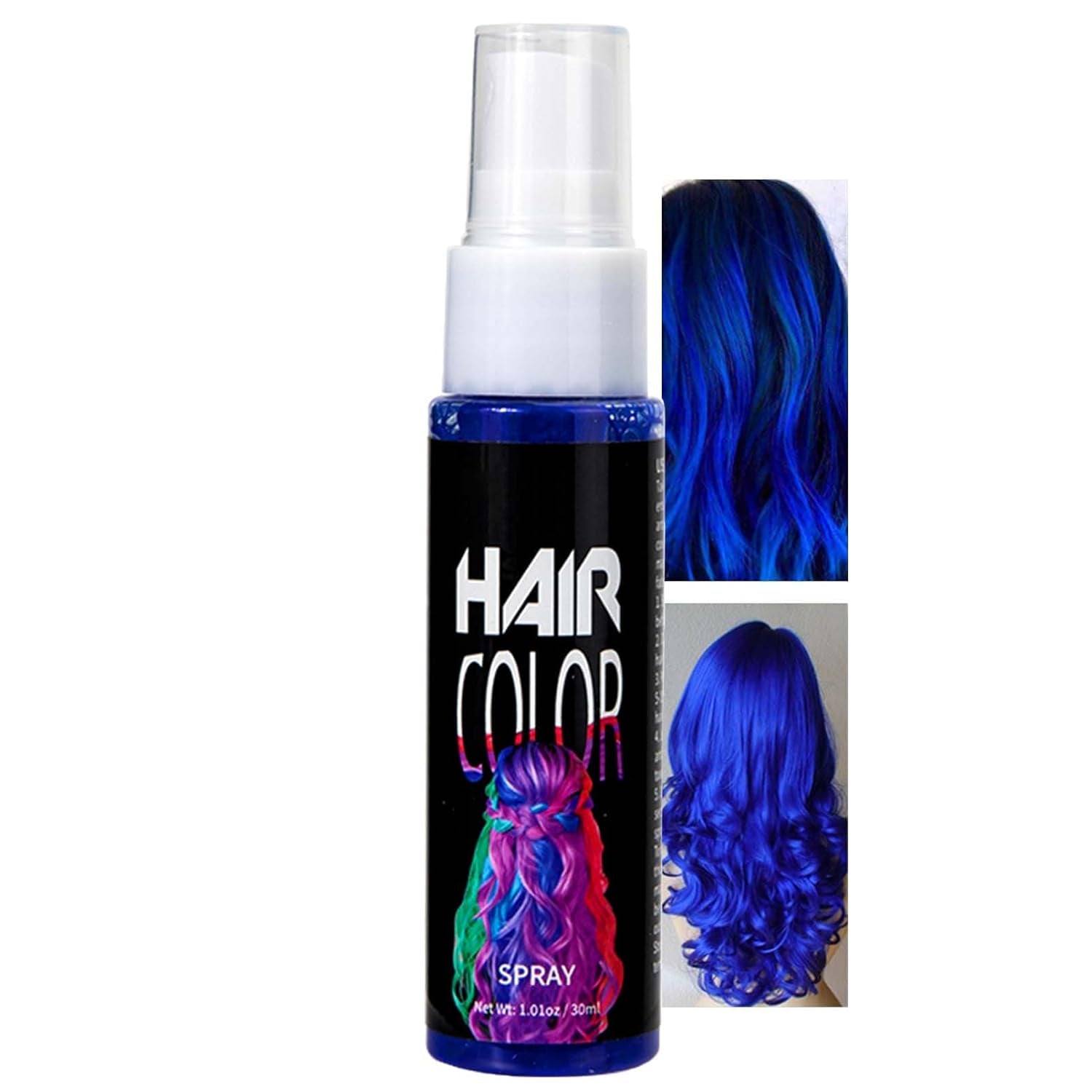 Color en Spray para el Cabello, Tinte Temporal en Spray Rojo, Tinte para el Cabello de Color Rojo, Tinte para el Cabello Lavable, Spray de Color Rojo Vivo, Tinte para el Cabello Instantáneo, Tinte para el Cabello para Carnaval, Halloween, Cosplay, Fiesta Naty Shop Tinte para el Cabello Azul 30 Ml (1 Paquete)