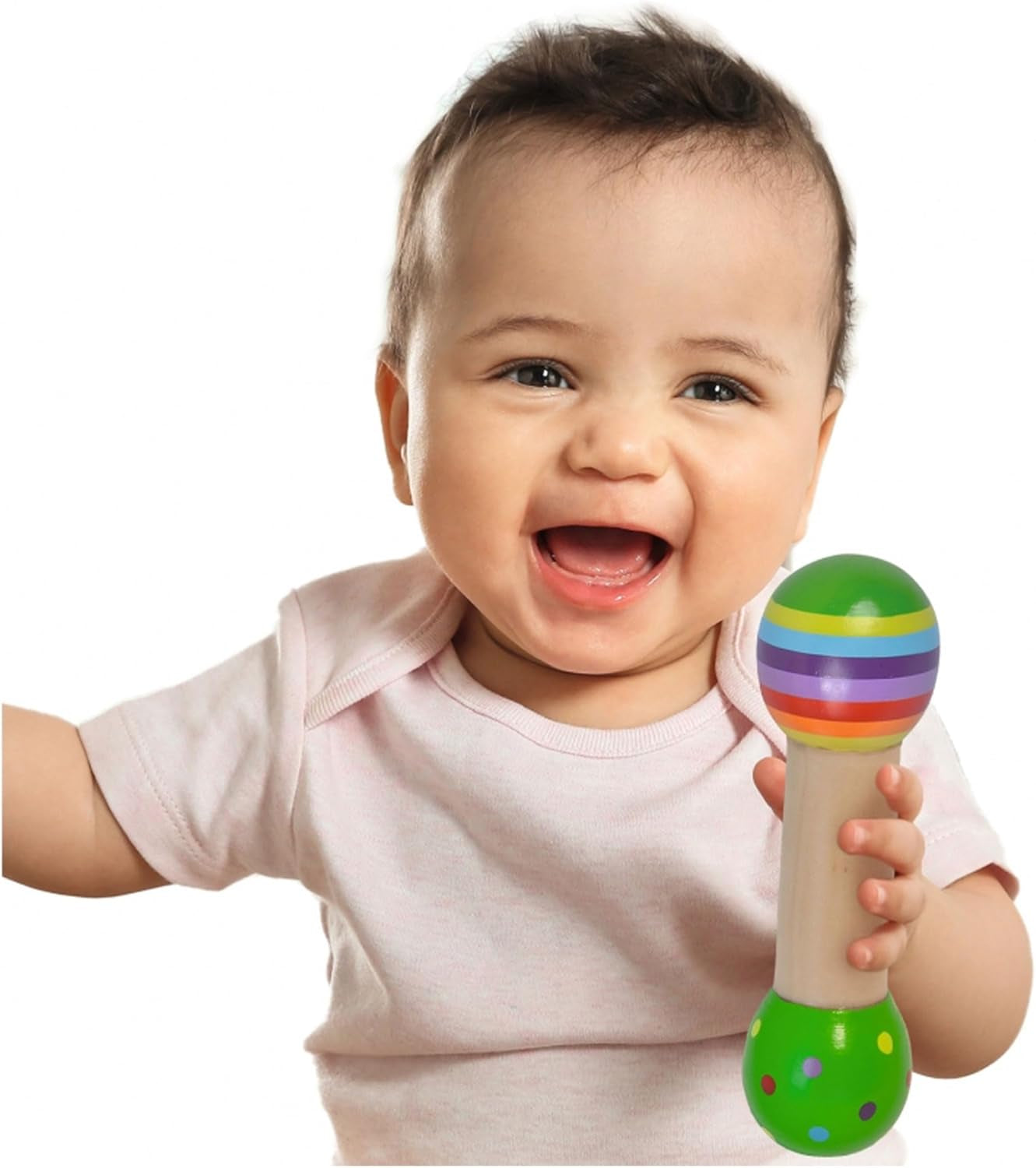 Eichhorn - Set musical de 2 piezas, incluye juguete con cascabeles y baqueta sonora, instrumentos musicales de madera de colores, a partir de 1 año Juguetes para bebés Naty Shop