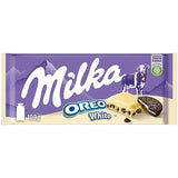 Sándwich Milka Oreo – Chocolate con leche alpino, relleno de crujientes trozos de galletas Oreo y suave crema de vainilla – 92g