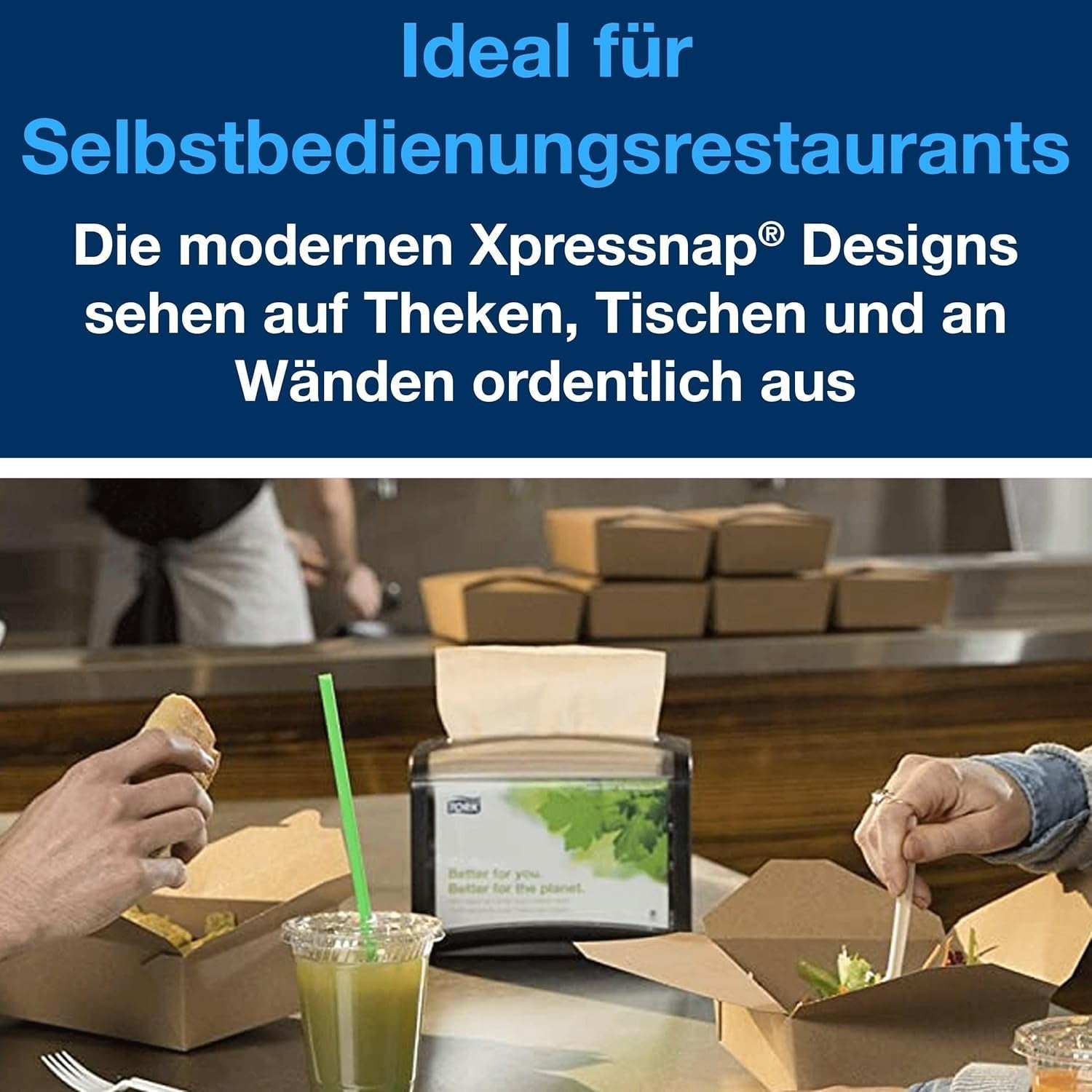 Servilleta dispensadora Tork Xpressnap extra suave Nature N4, premium, 1/2 x 2 capas, 21,3 cm x 16,5 cm, 8 × 1000 servilletas, 12880