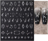 Pegatinas de uñas metálicas plateadas 3D, pegatinas de uñas para mujeres, estrella, luna, sol, láminas para uñas, pegatinas autoadhesivas, pegatinas de uñas de mariposa, pegatinas de uñas, accesorios de diseño de uñas, 8 piezas