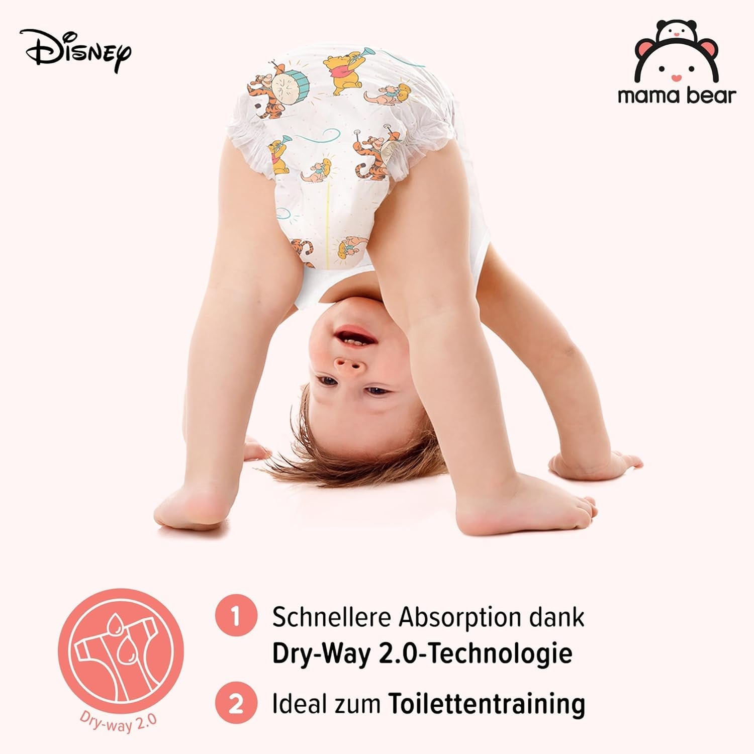 Marca Amazon: Mama Bear Disney Pañales, Talla 5 (12-17kg) - Caja Mensual, Blanco, 140 Piezas (2 Paquetes de 70)