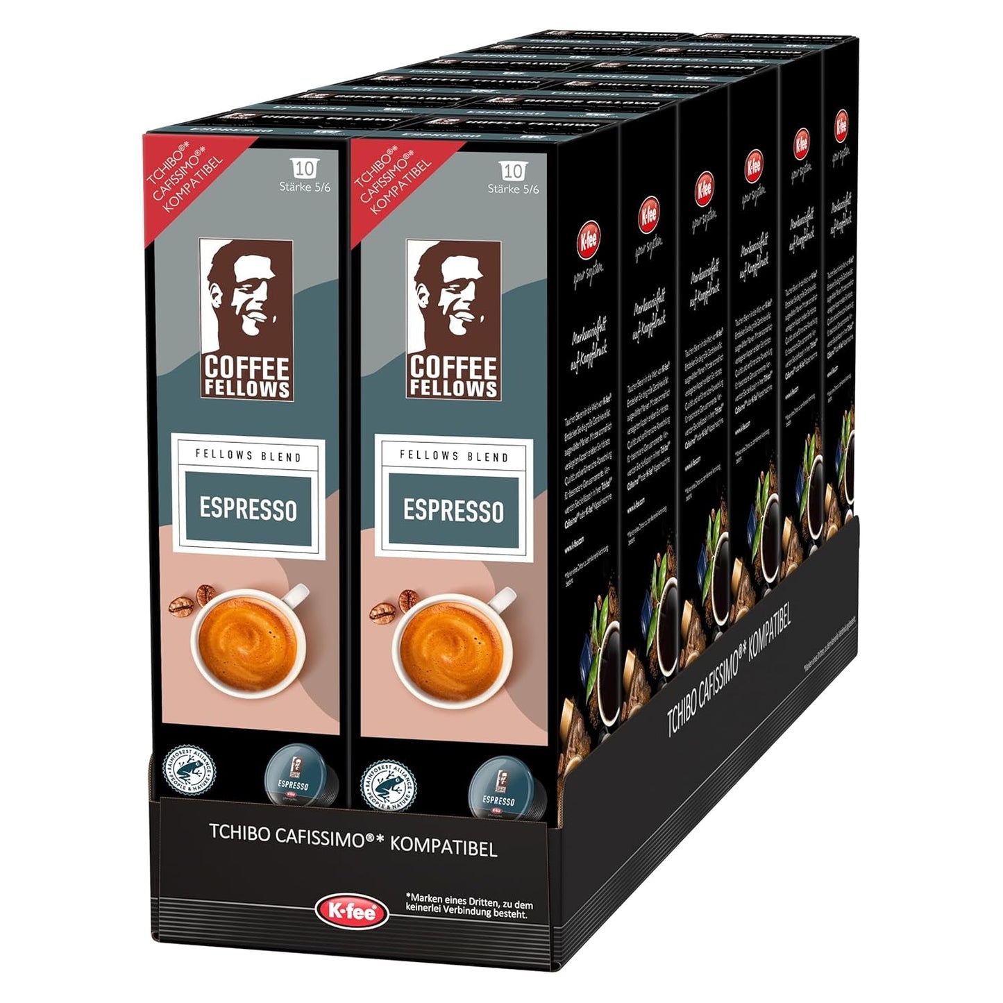 Coffee Fellows Blend Cápsulas de espresso, compatibles con K-fee, EXPRESSI y Tchibo Cafissimo*, schokoladig-fruchtige Aroman, 120 Kaffeekapseln
