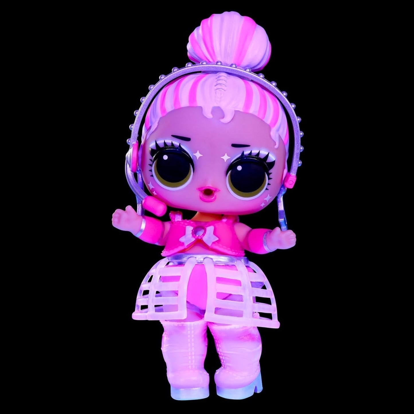 jajaja ¡Sorpresa! Neon Pop Stars Tots - 1 muñeca sorpresa mágica con luz negra, envoltorio ciego, 7 muñecas coleccionables, cada una con pegatinas de neón y accesorios, regalo para niños mayores de 4 años Naty Shop Dolls