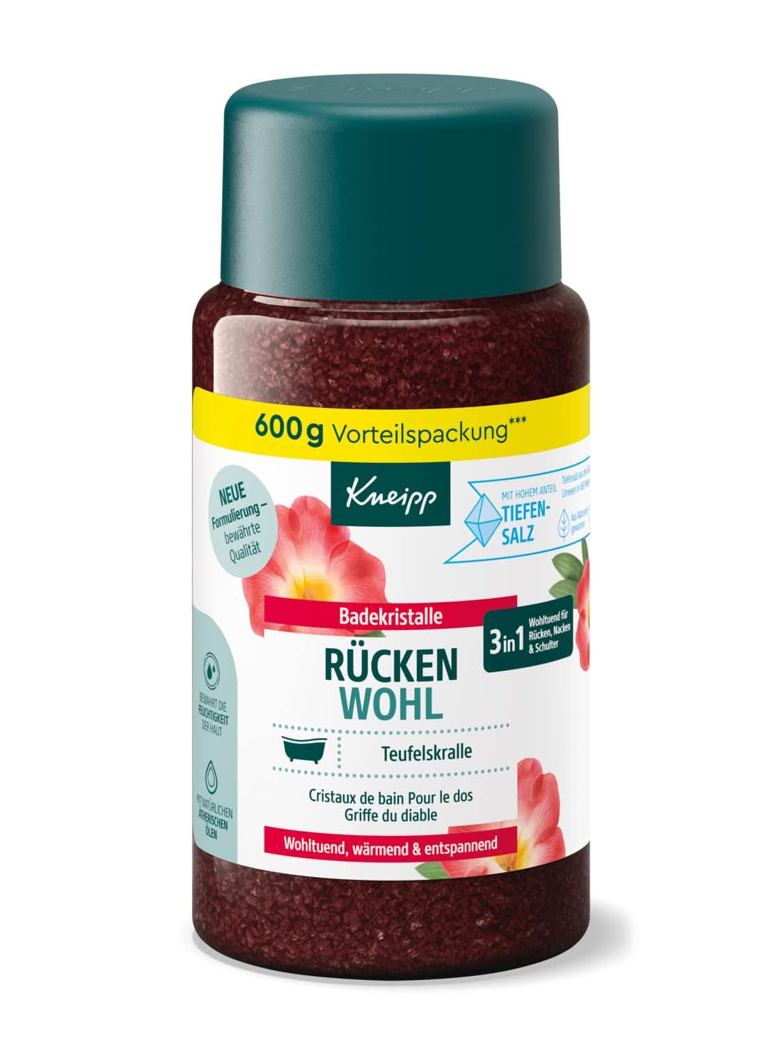 Sales de Baño Kneipp con Extracto de Harpago - Sal Luisenhall Natural y Aceites Esenciales de Lavanda y Cajeput para Cuello y Hombros - 600G Ducha y Baño Naty Shop