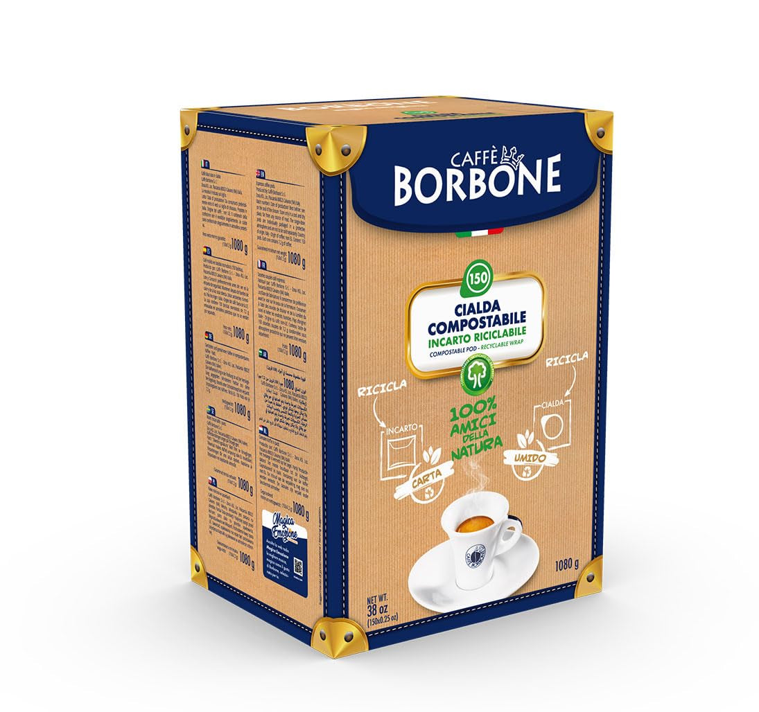Caffè Borbone Kaffeepads compostables, Rote Kaffeemischung - 150 pads - Compatible con los pads de papel ESE System 44 mm