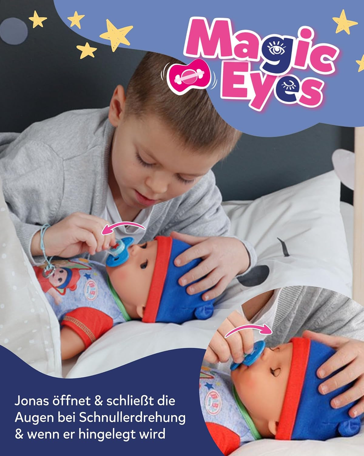 BABY Born Jonas - muñeco bebé 43 cm - 10 funciones incluidos accesorios y colchón - Funciona completamente sin pilas - Apto para niños a partir de 3 años