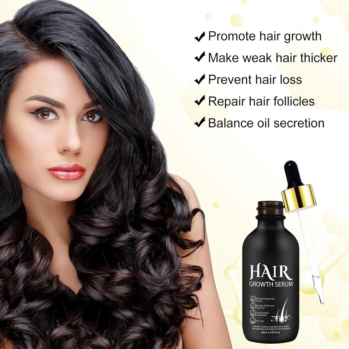 Aceite Orgánico para el Crecimiento del Cabello 5% - Solución de Uso Externo - Crecimiento y Engrosamiento del Cabello - Para la Caída y Afinamiento del Cabello Masculino - Reactiva los Folículos que se Encogen - Dispensador de Bomba Precisa, 60ml Cuidado del Cabello Naty Shop