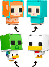 Mattel Minecraft Flippin' Figs Oveja y Pollo Paquete de 2 con Figuras de Juego 2 en 1, Cabezas Grandes y Diseño de píxeles HXK17 Figuras de acción Naty Shop