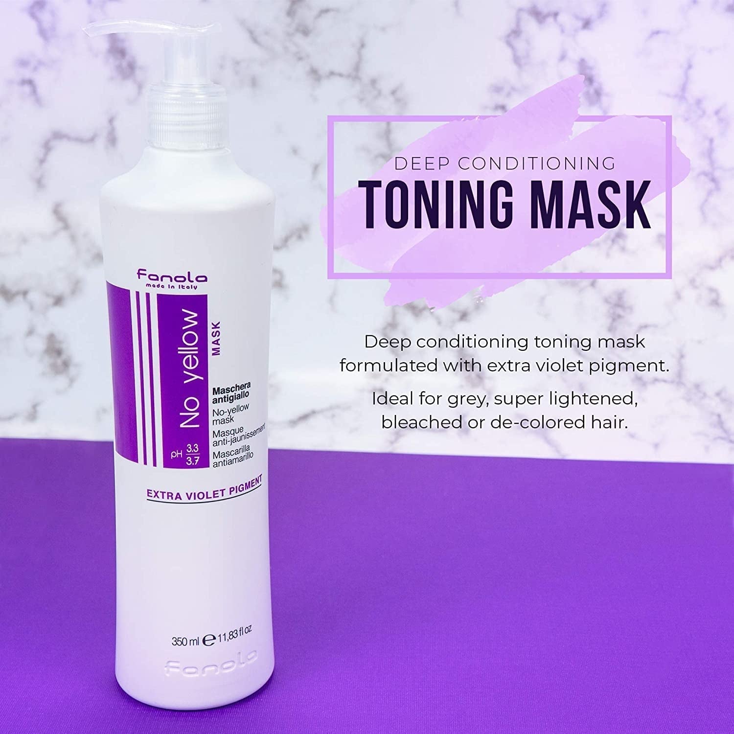 Fanola No Yellow Mask - tratamiento de cuidado, 1 litro Naty Shop mascarilla capilar