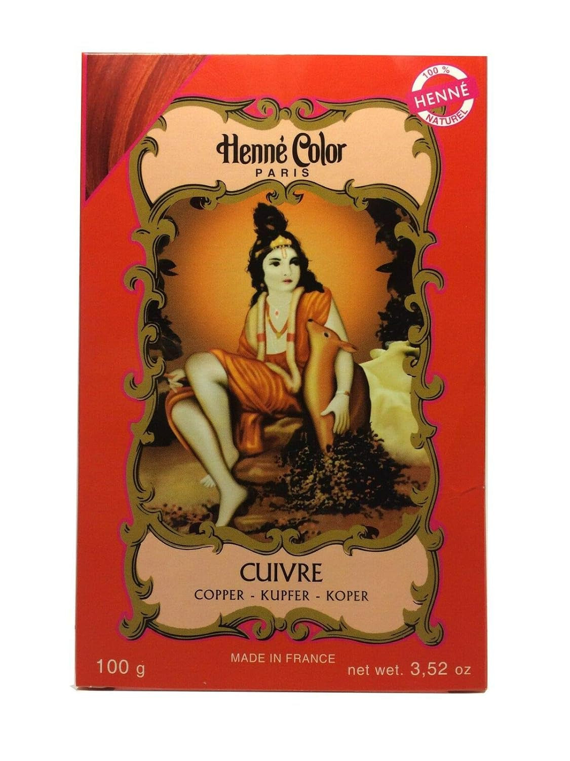 Henné Color Henna Polvo Cobre 100 g Tinte para el cabello Naty Shop Rojo 100 G (1 paquete)