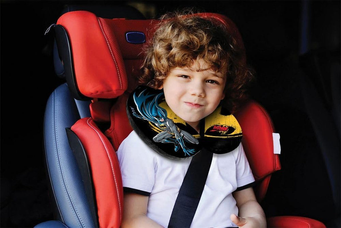 DC Comics Cojín Cervical Suave para Viaje en Coche Batman, Seguridad Infantil, Confort, Superhéroe, Hombre Murciélago, Cuscino Da Viaggio Auto, Azul Claro, Talla única, Almohadas de Viaje Naty Shop