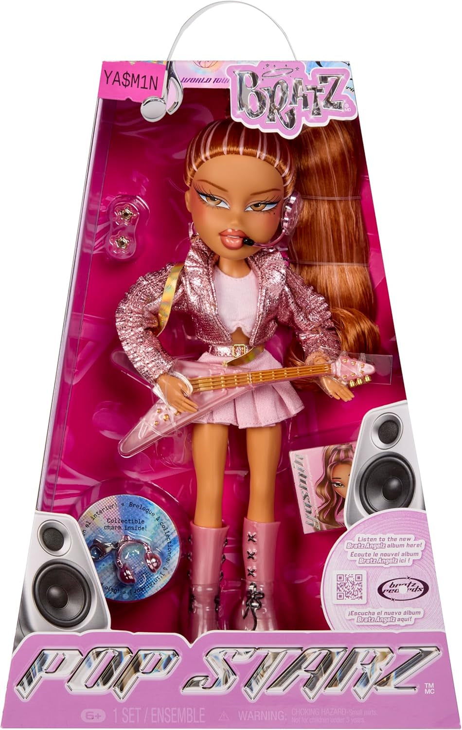 BRATZ Pop Starz Yasmin – Muñeca de moda con amuleto coleccionable, atuendo y accesorios musicales