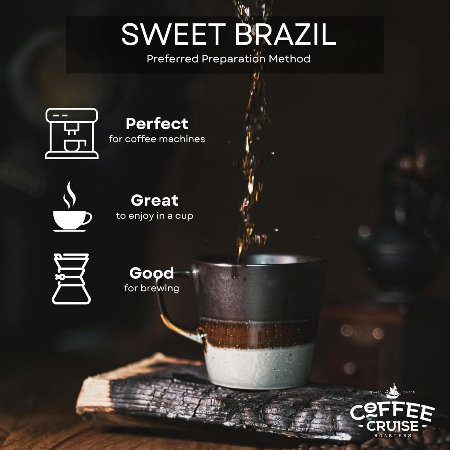 COFFEE CRUISE Sweet Brazil Brasilianische Kaffeebohnen 1kg - Mittlere Röstung - Aroma Kakao und Schokolade - Für All Kaffeemaschinen - 100% árabe