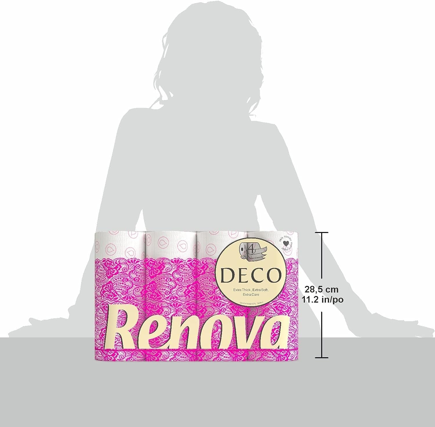 Papel higiénico Renova 4 capas blanco decorado perfumado - 12 rollos rollo Blanco Decorado Perfumado