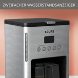 Cafetera espresso con filtro Krups KM442D Premium | 10-15 tazas | 1000 vatios | programable | función mantener caliente | acero inoxidable | negro