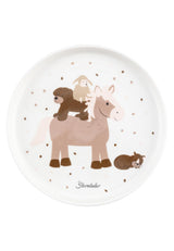Sterntaler Vajilla de Porcelana Diseño Rústico - Vajilla con Base de Silicona Antideslizante y Desmontable - Vajilla para Bebés y Niños con Plato, Cuenco de 400ml y Taza de 200ml, Blanco