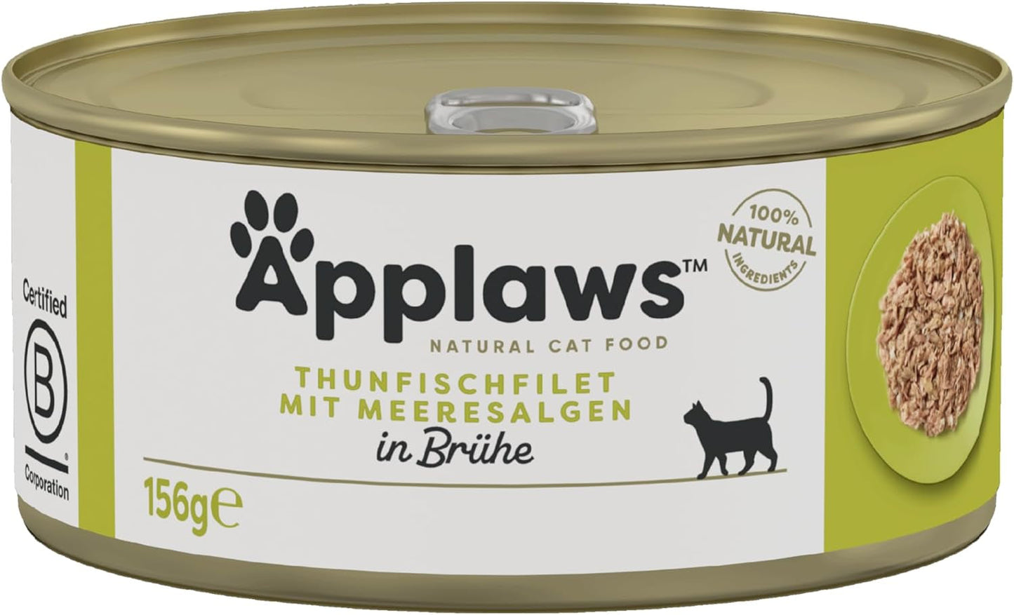 Applaws 100% natural Premium Nassfutter para Katzen, Thunfischfilet mit Algen in Brühe - Paquete con 24 dosis de 156 g