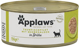 Applaws 100% natural Premium Nassfutter para Katzen, Thunfischfilet mit Algen in Brühe - Paquete con 24 dosis de 156 g