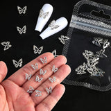 10 piezas de dijes de uñas de mariposa de aleación, piedras colgantes de Metal para decoración de uñas, piedras para diamantes, gemas, joyería de uñas, decoraciones artísticas, fabricación de joyas