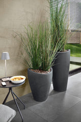 Scheurich Wave Globe High, recipiente alto de plástico, granito negro, diámetro 29,8 cm, altura 40 cm, volumen 6 l.