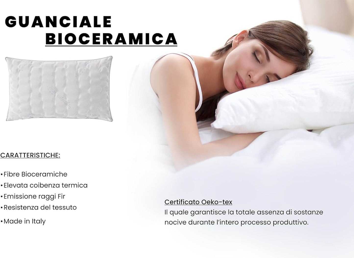 Ropa de cama italiana MB Home Italia, almohada, biocerámica, gris claro, 45 x 75 cm Naty Shop almohadas estándar